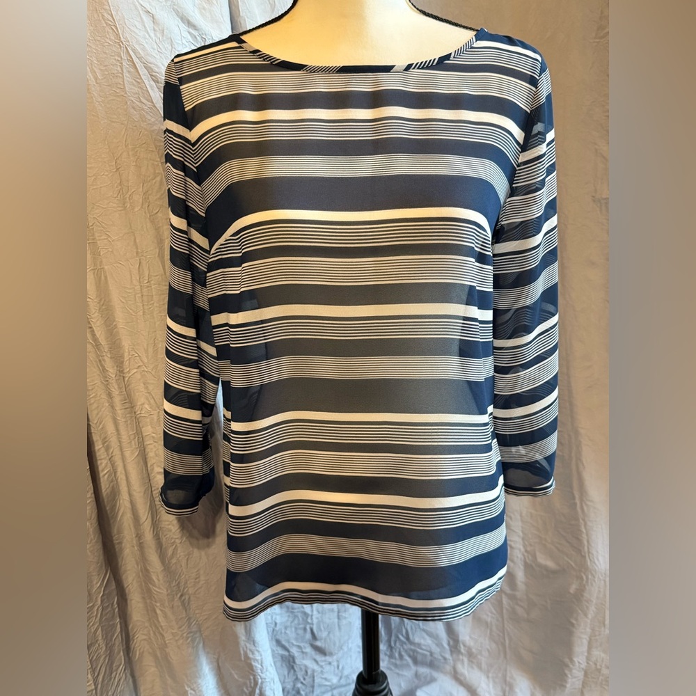 Striped Navy and White Women's Top